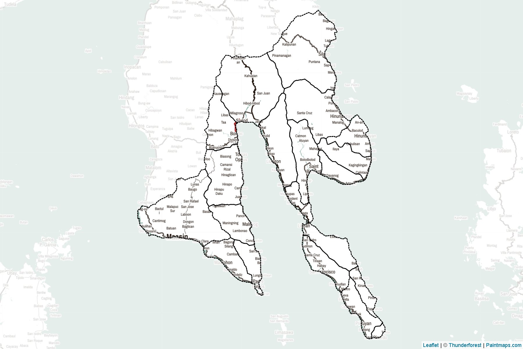 Muestras de recorte de mapas Southern Leyte (Filipinas)-2