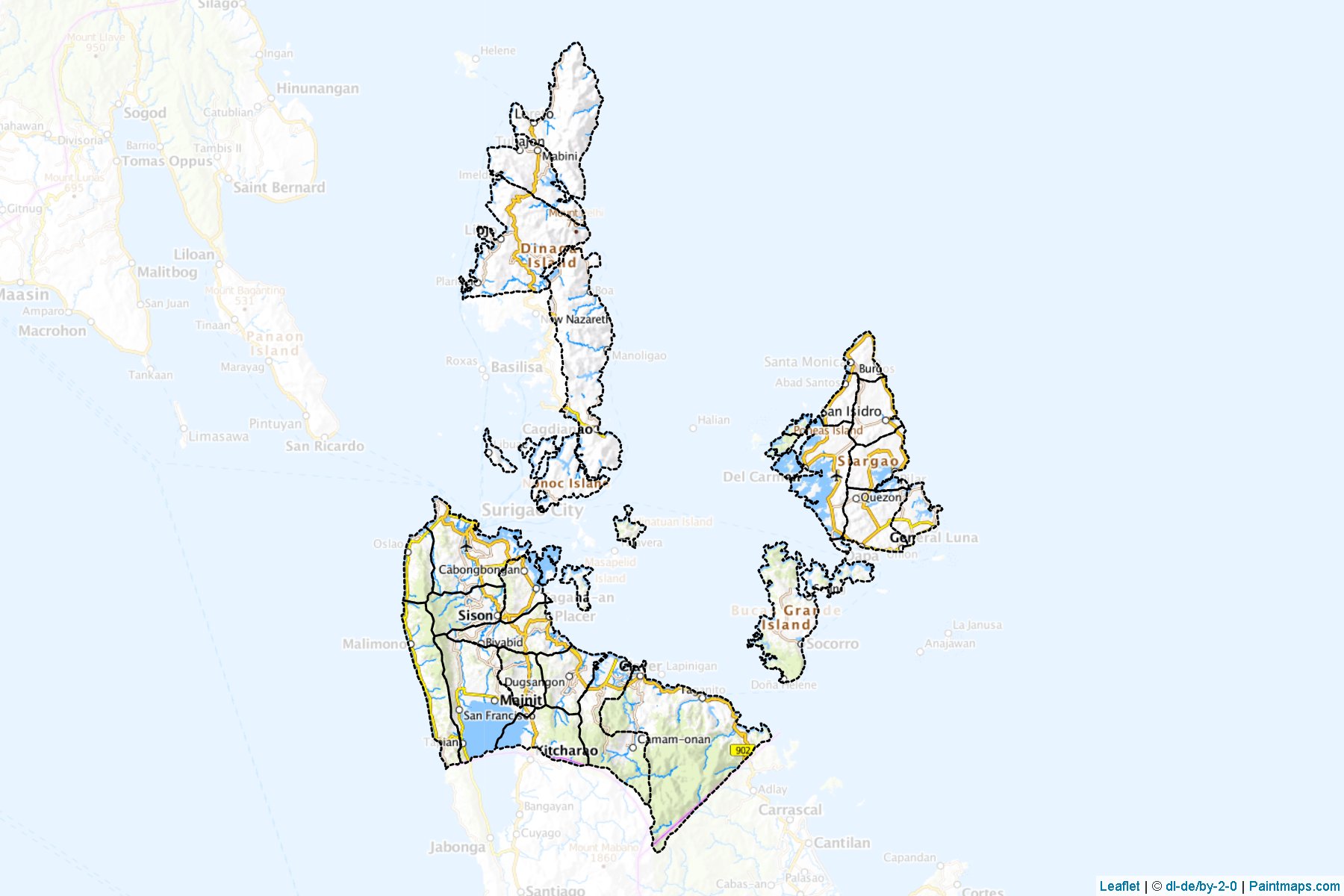 Muestras de recorte de mapas Surigao del Norte (Filipinas)-1