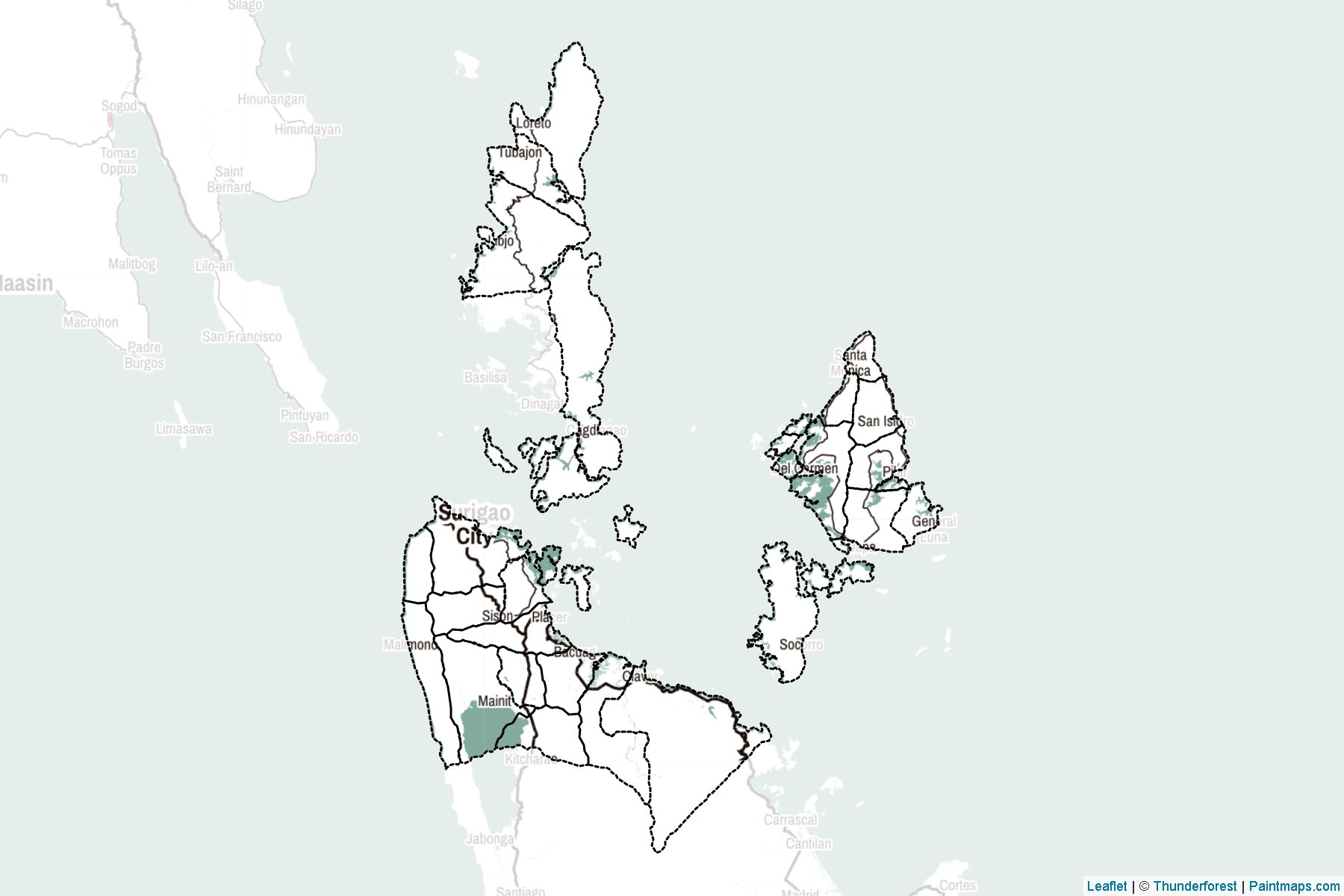 Muestras de recorte de mapas Surigao del Norte (Filipinas)-2