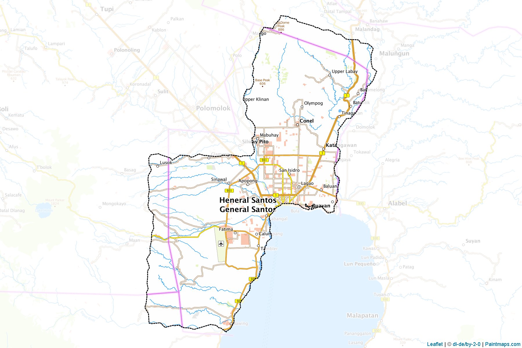 Border cropping samples for South Cotabato map.