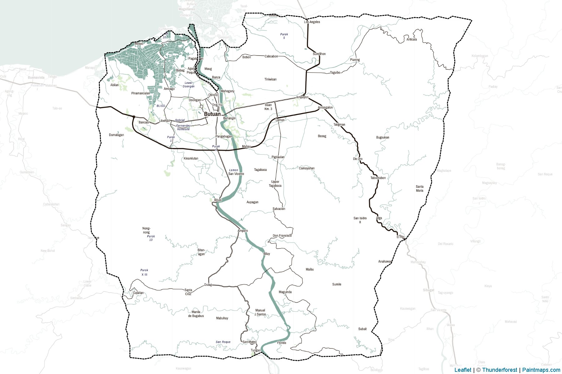 Muestras de recorte de mapas Butuan (Filipinas)-2