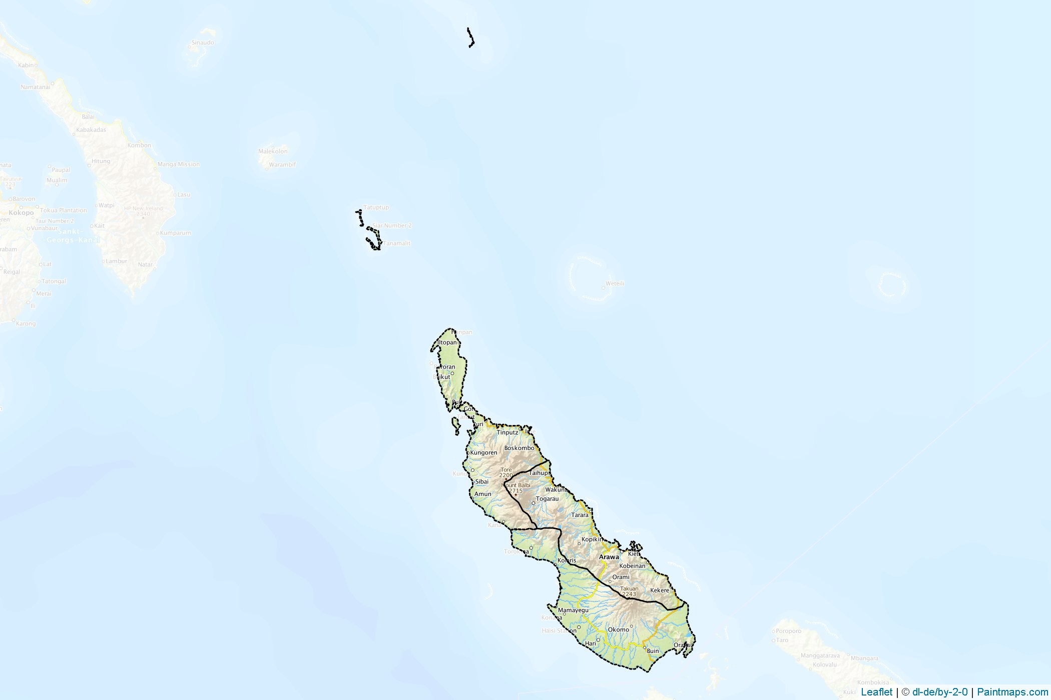 Muestras de recorte de mapas North Solomons (Papúa Nueva Guinea)-1