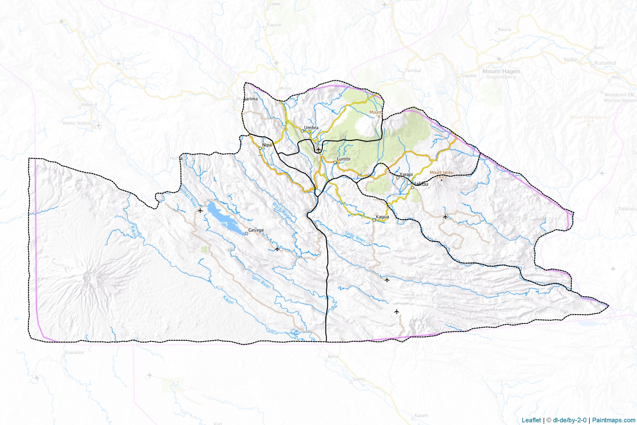 Muestras de recorte de mapas Southern Highlands (Papúa Nueva Guinea)-1