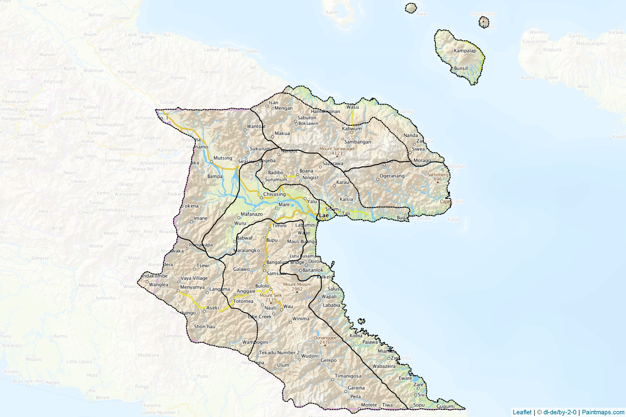 Muestras de recorte de mapas Morobe (Papúa Nueva Guinea)-1