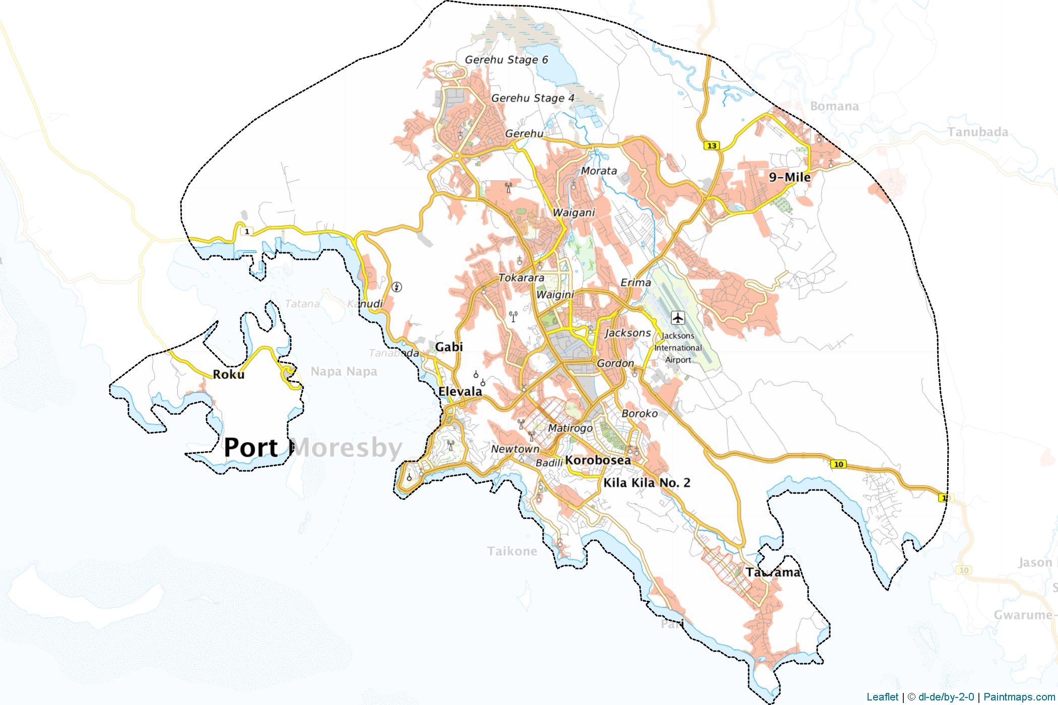 Muestras de recorte de mapas National Capital District (Papúa Nueva Guinea)-1