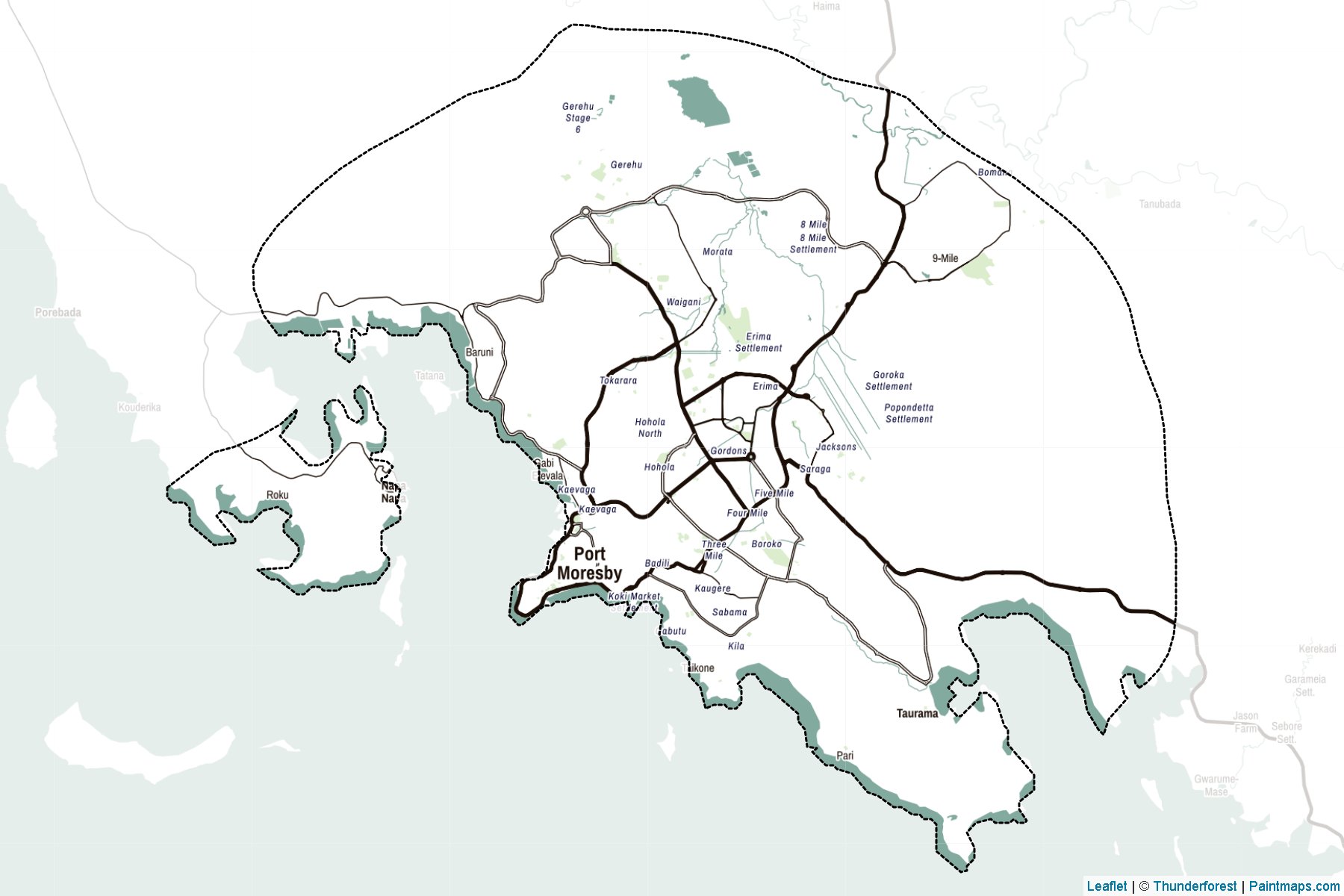 Muestras de recorte de mapas National Capital District (Papúa Nueva Guinea)-2