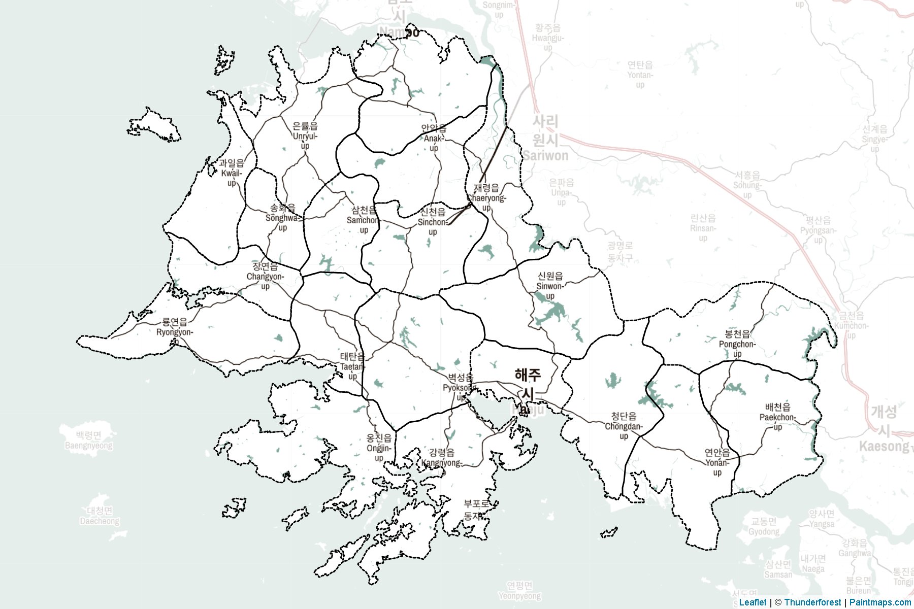 Muestras de recorte de mapas Hwanghae-namdo (Corea del Norte)-2