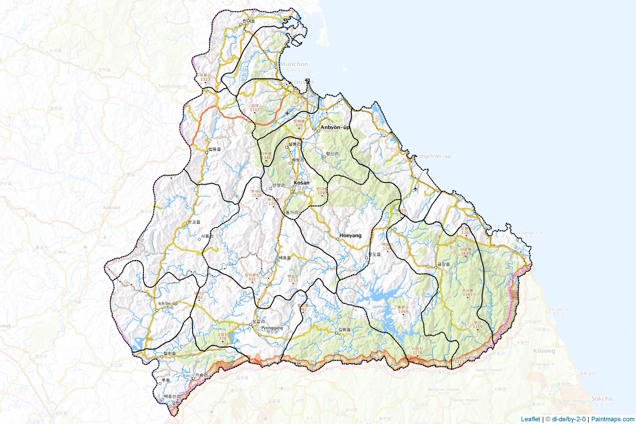 Kangwon-do (North Korea) Map Cropping Samples-1