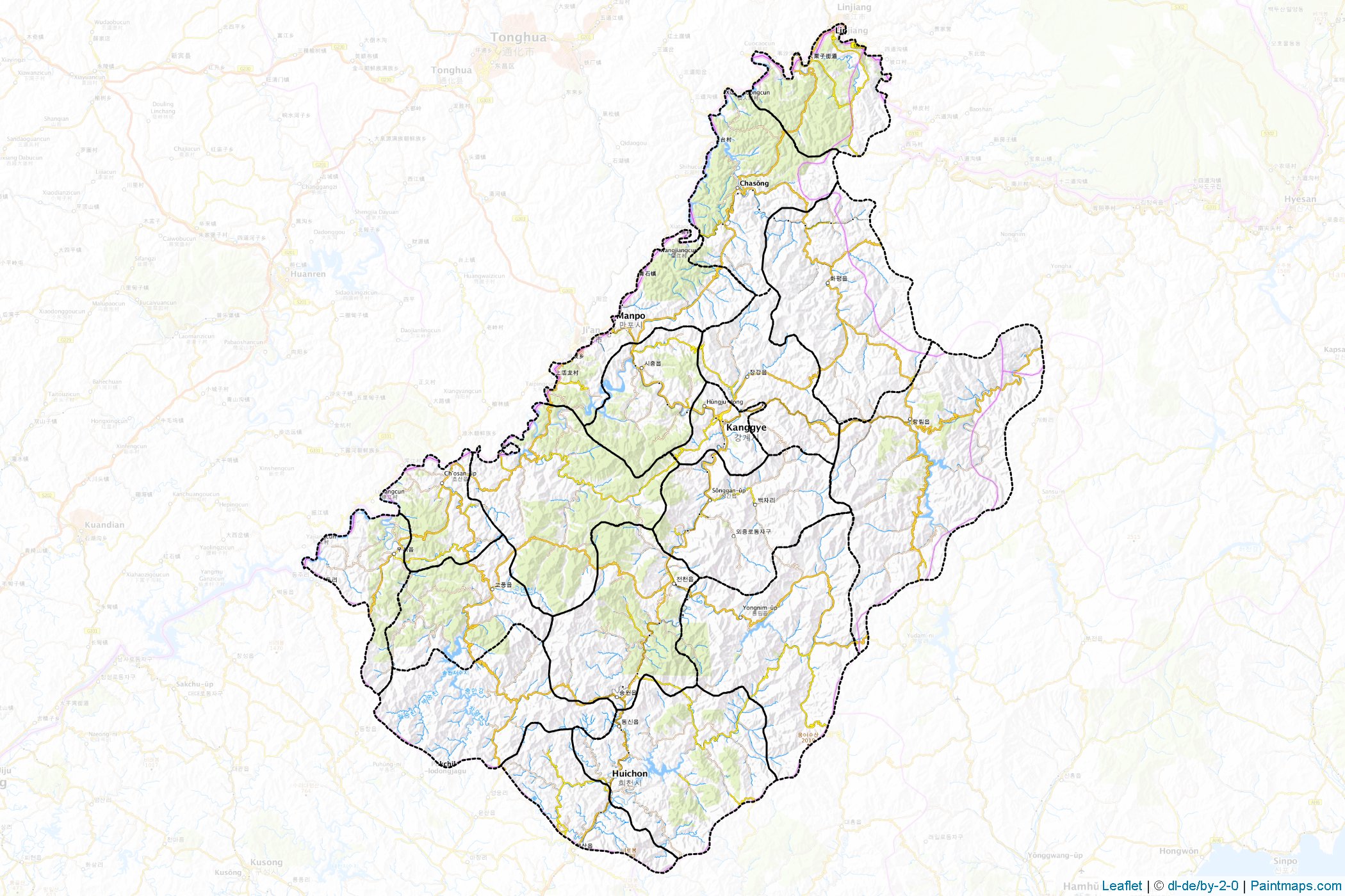 Muestras de recorte de mapas Chagang-do (Corea del Norte)-1