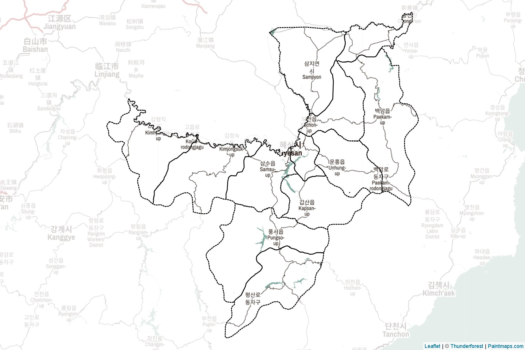 Muestras de recorte de mapas Ryanggang (Corea del Norte)-2