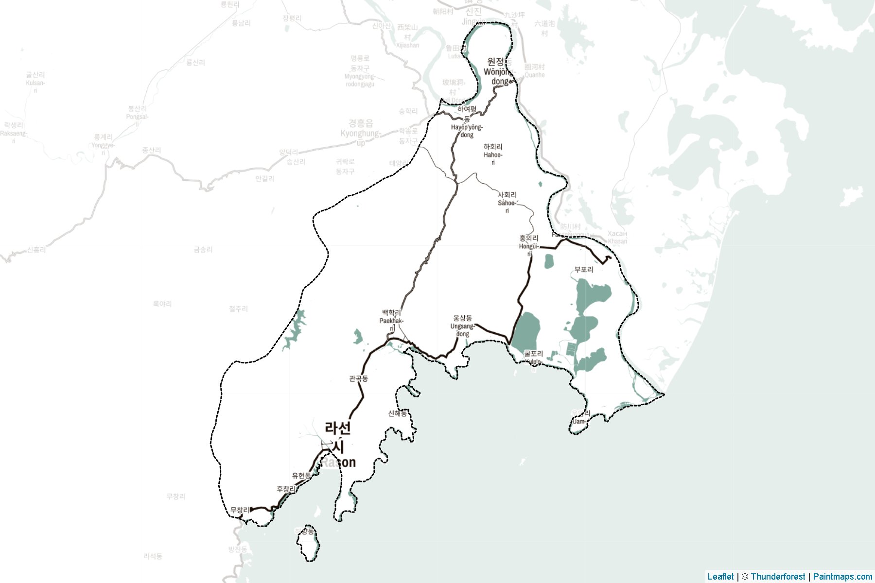 Muestras de recorte de mapas Rasŏn (Corea del Norte)-2