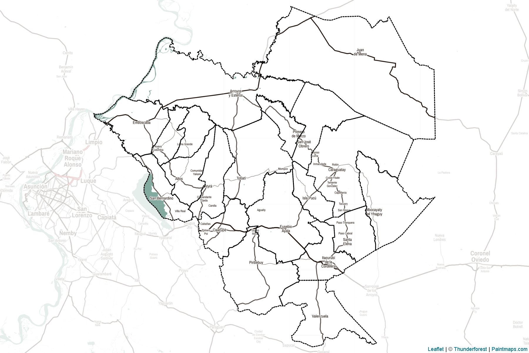 Muestras de recorte de mapas Cordillera (Paraguay)-2