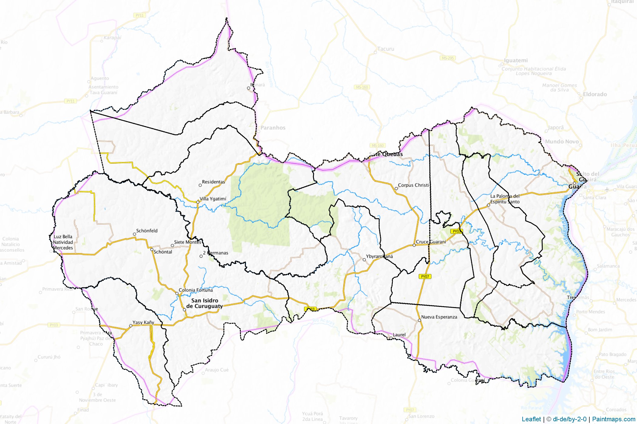 Muestras de recorte de mapas Canindeyú (Paraguay)-1