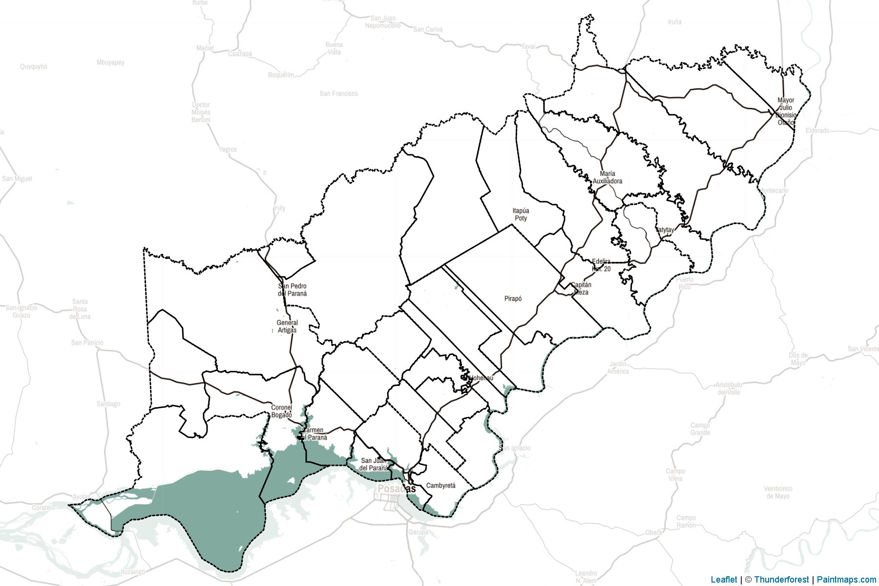 Muestras de recorte de mapas Itapúa (Paraguay)-2