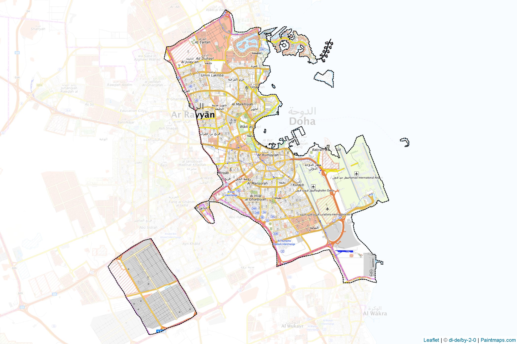 Muestras de recorte de mapas Ad Dawhah (Katar)-1