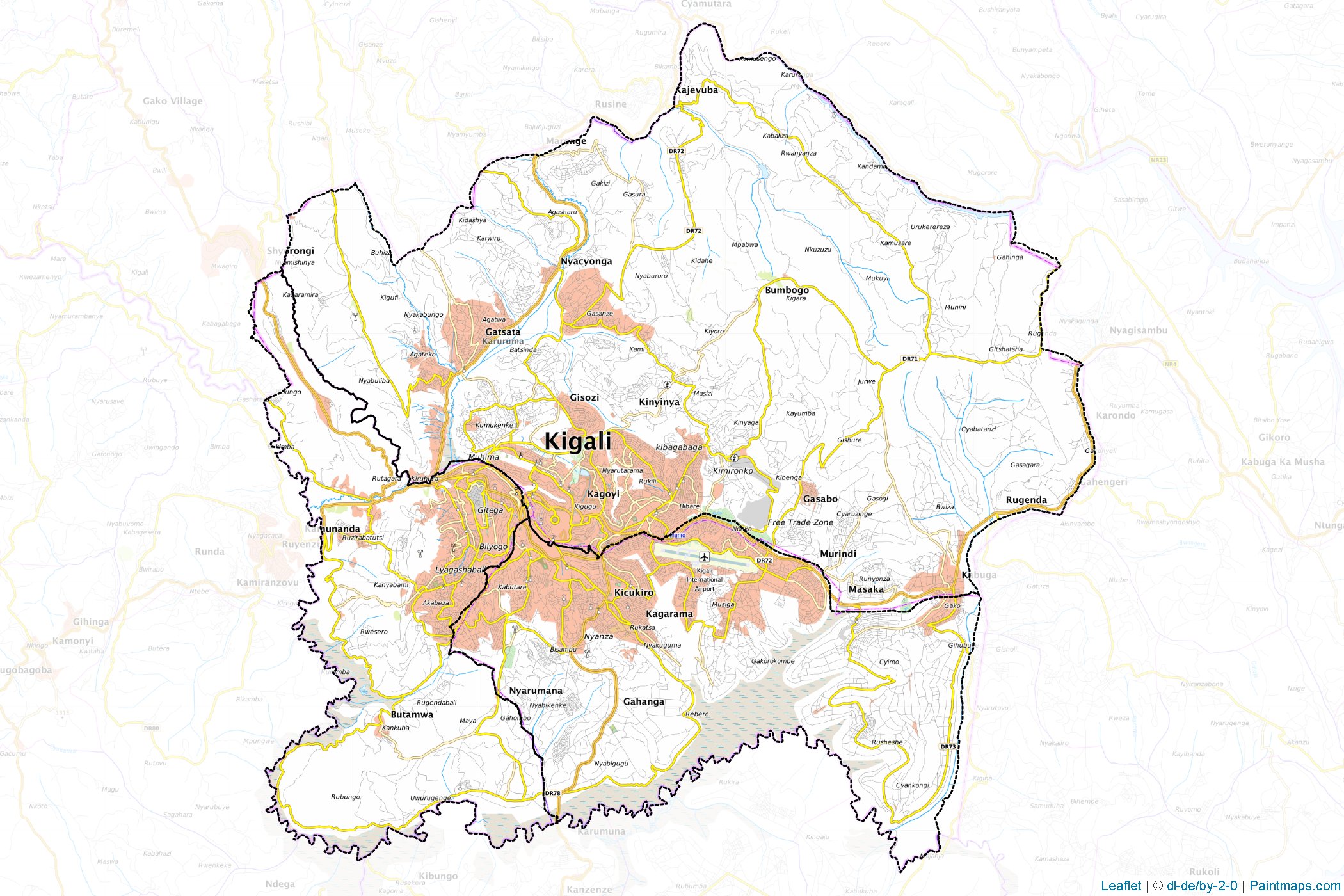 Muestras de recorte de mapas Kigali City (Ruanda)-1