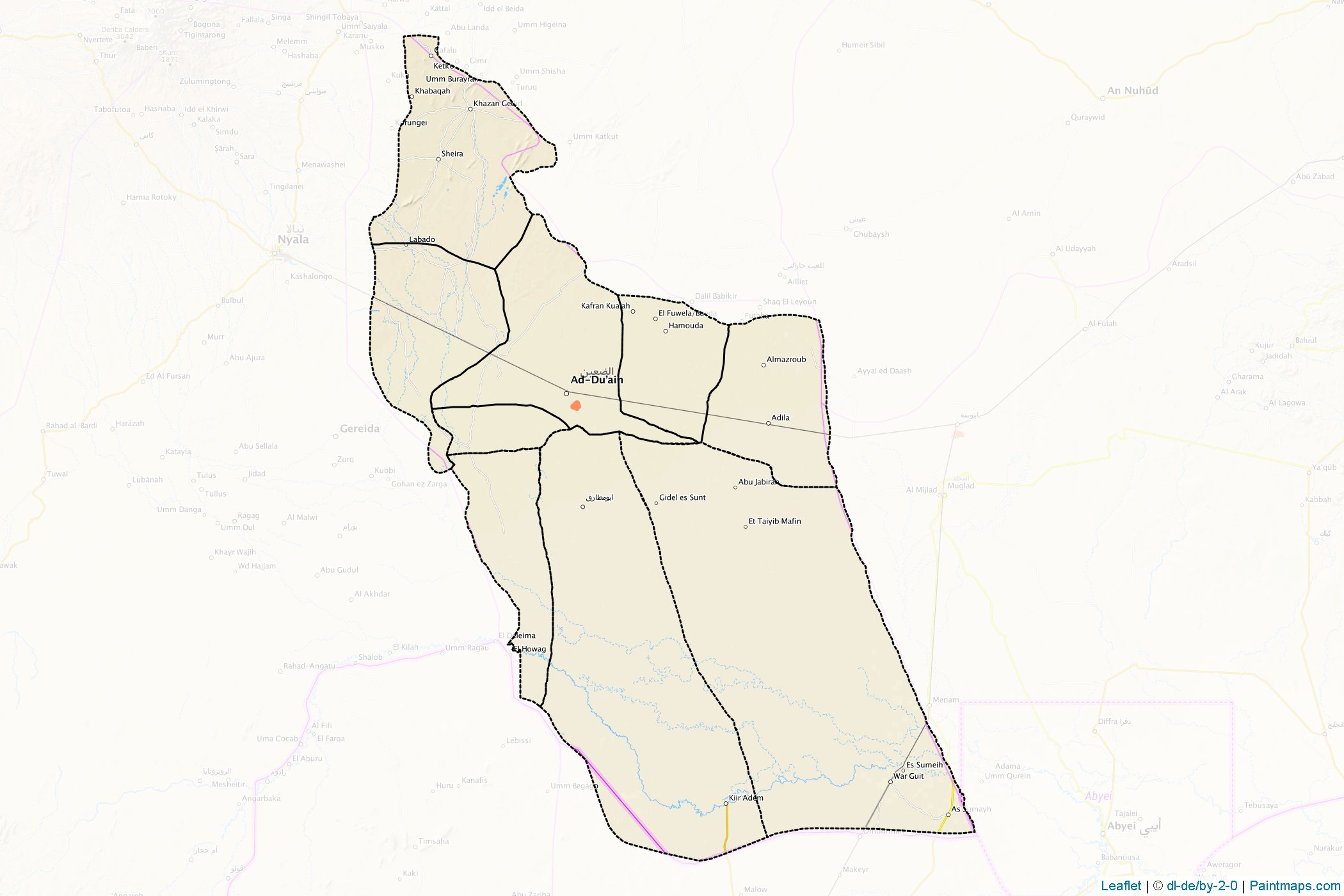 Muestras de recorte de mapas Eastern Darfur (Sudán)-1