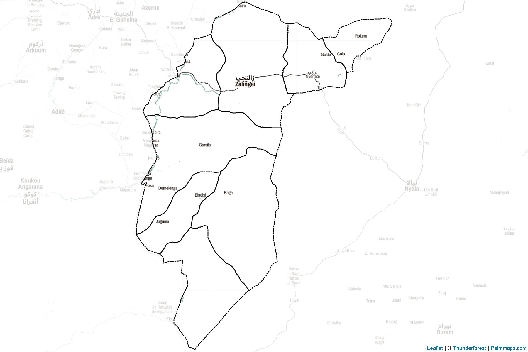 Muestras de recorte de mapas Central Darfur (Sudán)-2