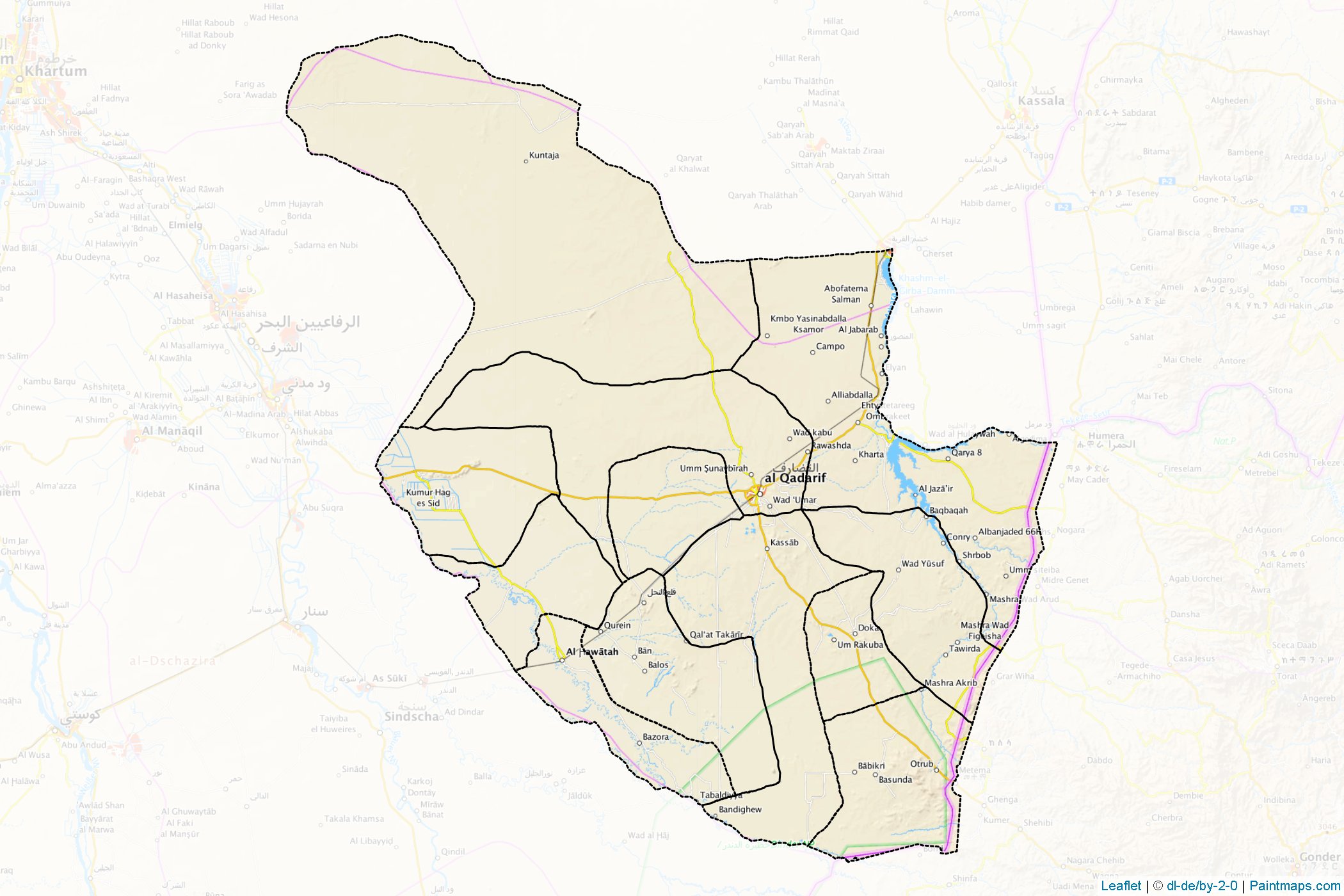 Muestras de recorte de mapas Gedarif (Sudán)-1