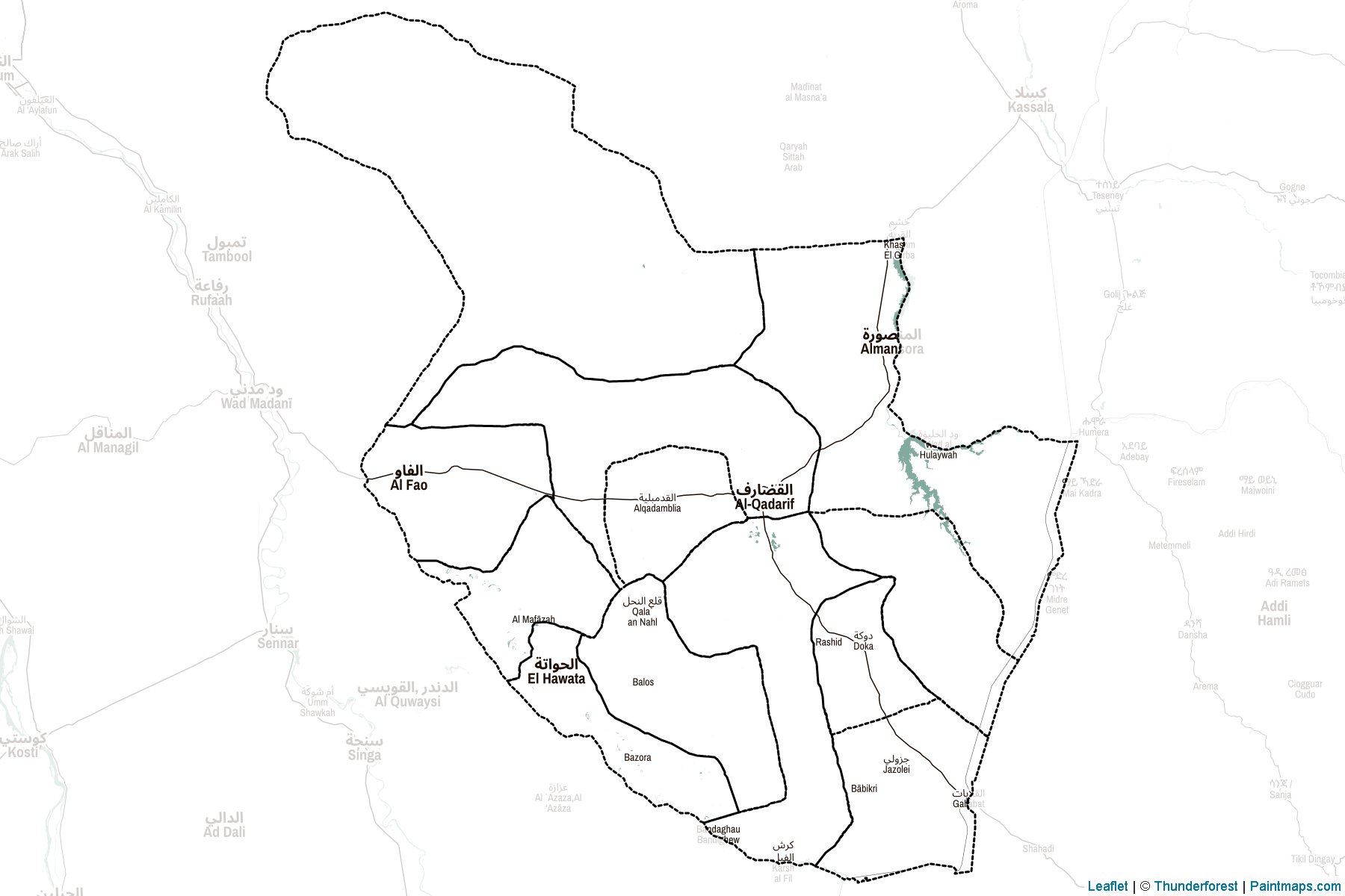 Muestras de recorte de mapas Gedarif (Sudán)-2