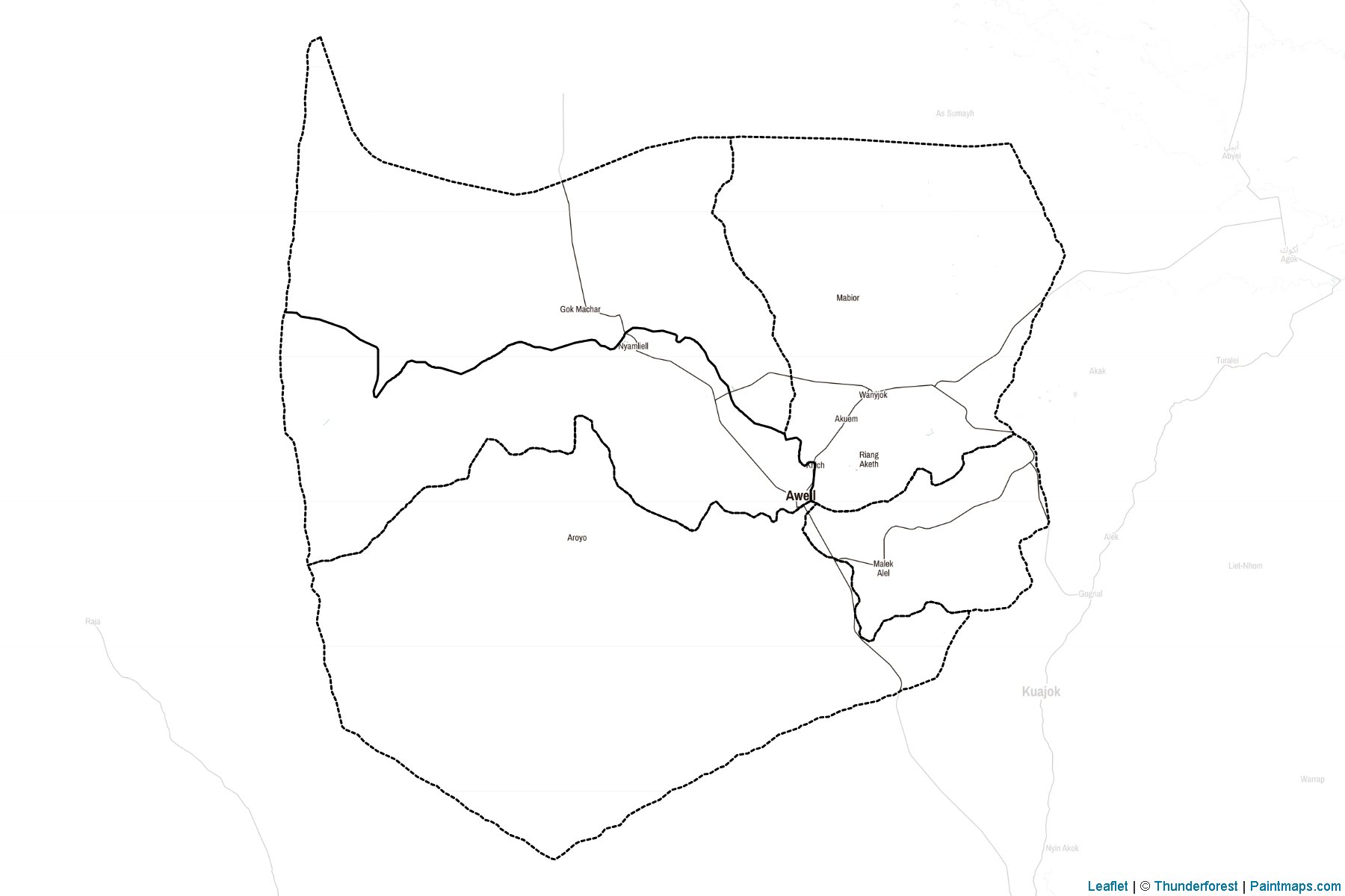 Muestras de recorte de mapas North Bahr-al-Ghazal (Sudán del Sur)-2