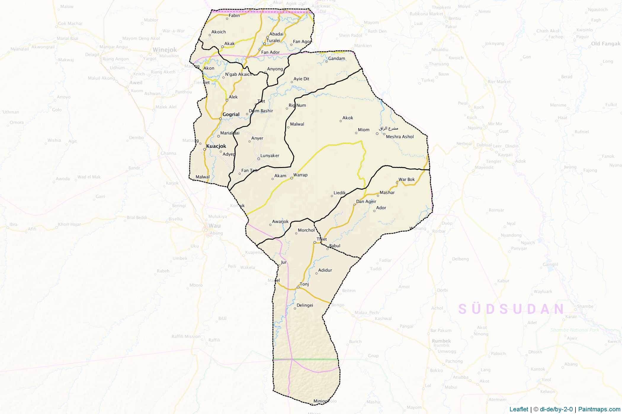 Muestras de recorte de mapas Warap (Sudán del Sur)-1