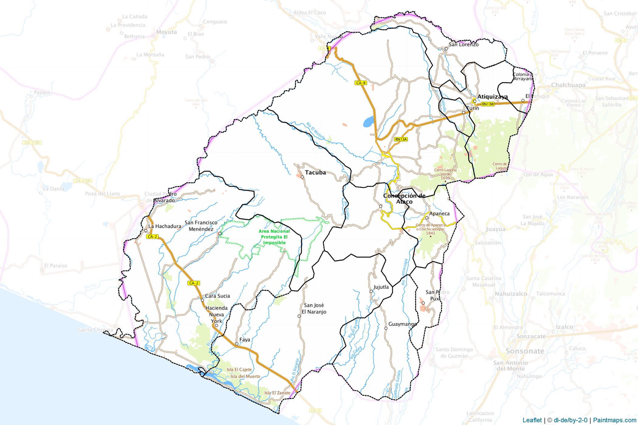 Muestras de recorte de mapas Ahuachapán (El Salvador)-1