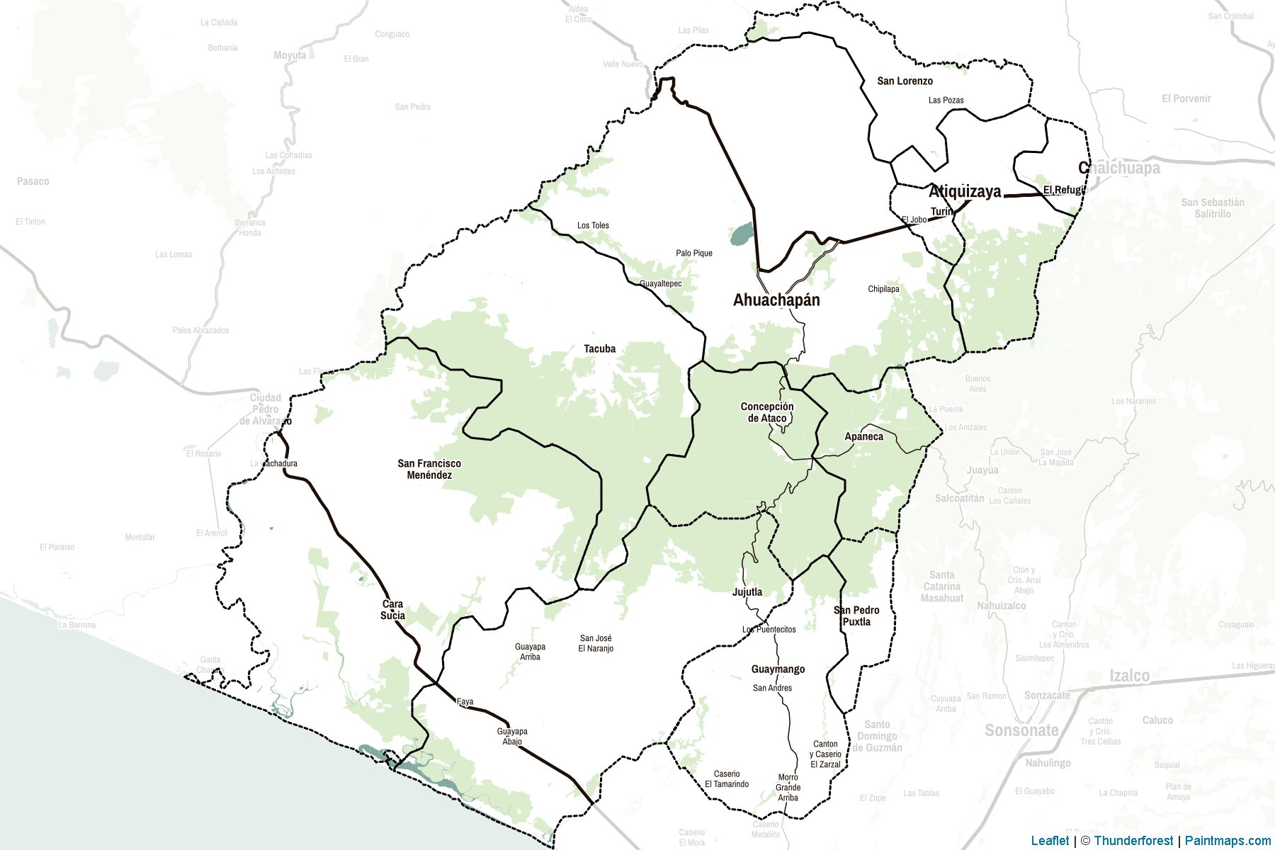 Muestras de recorte de mapas Ahuachapán (El Salvador)-2