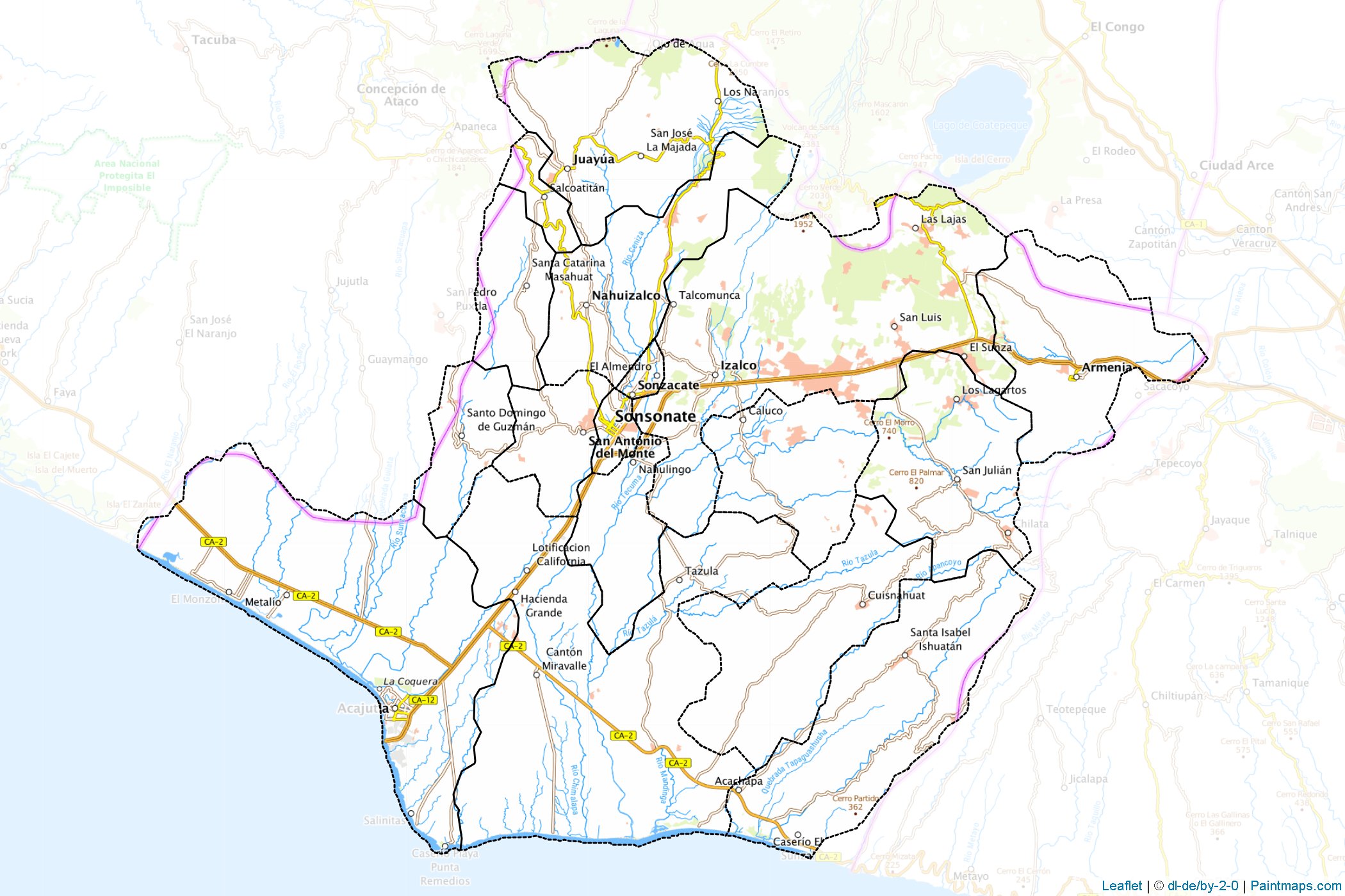 Sonsonate Departmanı (El Salvador) Haritası Örnekleri-1