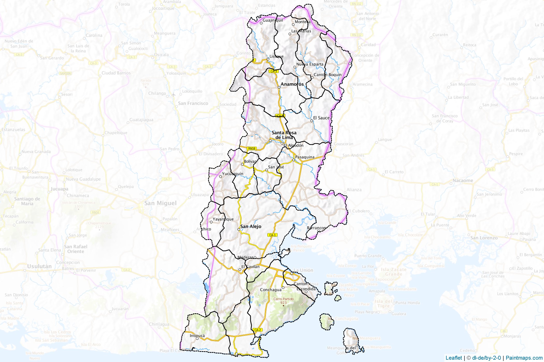 Muestras de recorte de mapas La Unión (El Salvador)-1