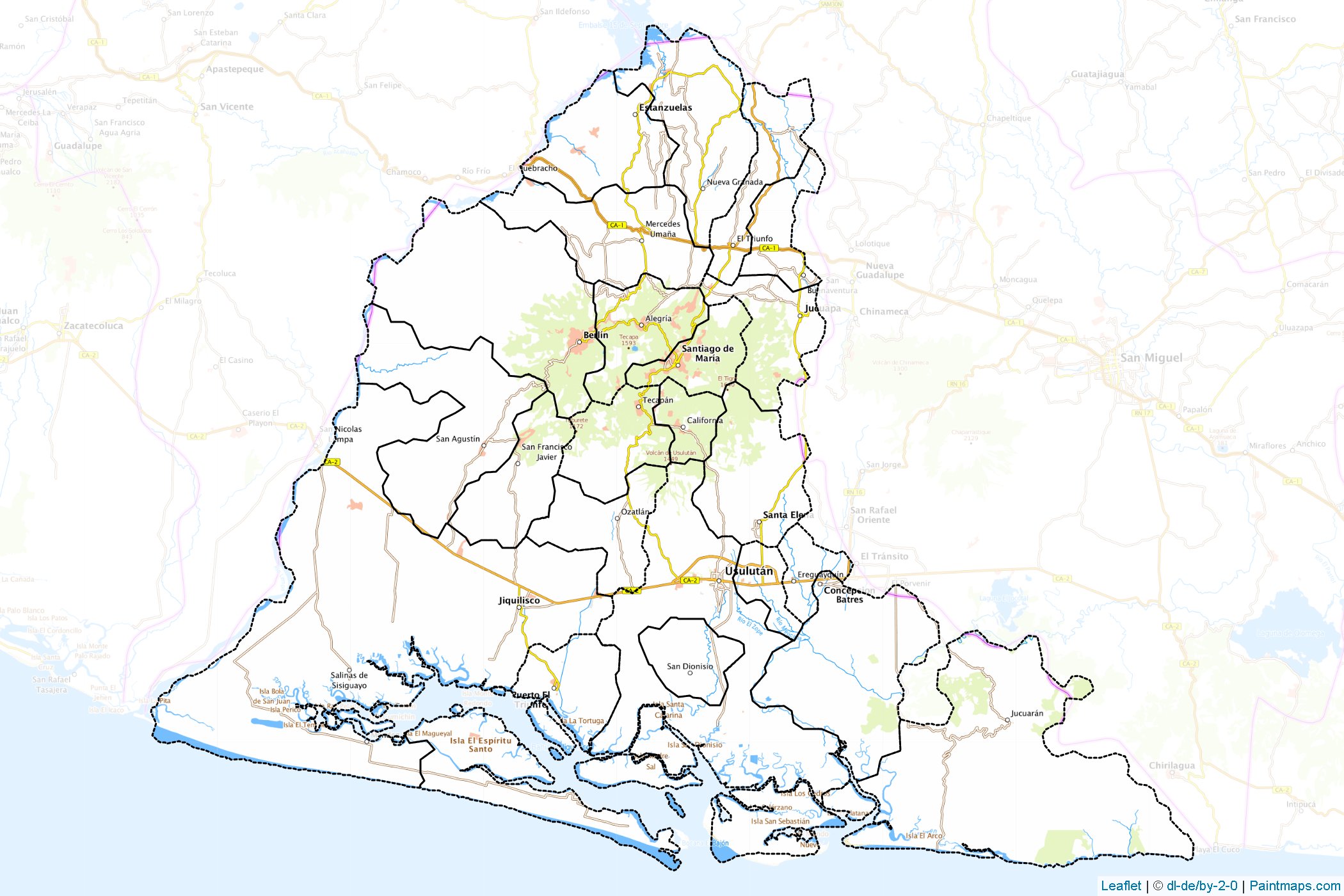 Muestras de recorte de mapas Usulután (El Salvador)-1