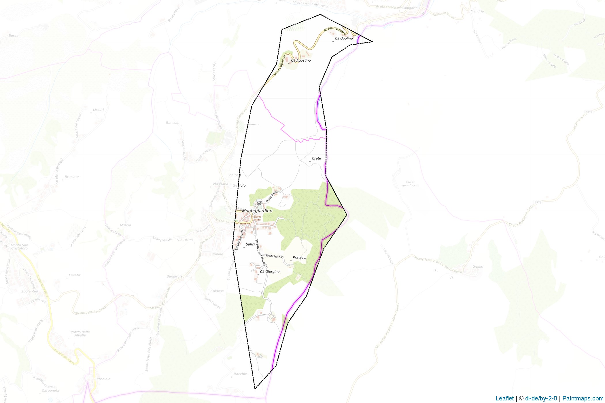 Muestras de recorte de mapas Montegiardino (San Marino)-1