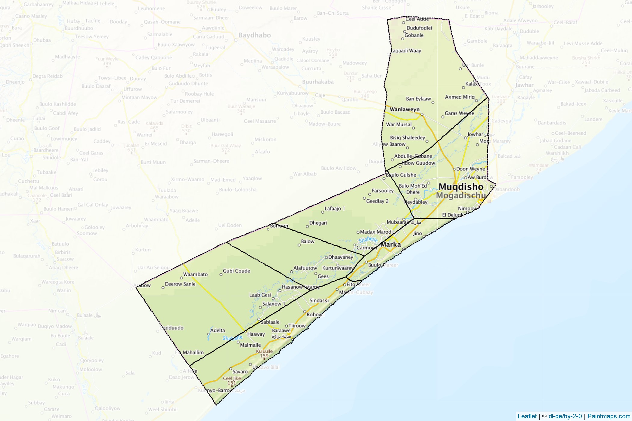 Shabeellaha Hoose (Somalia) Map Cropping Samples-1