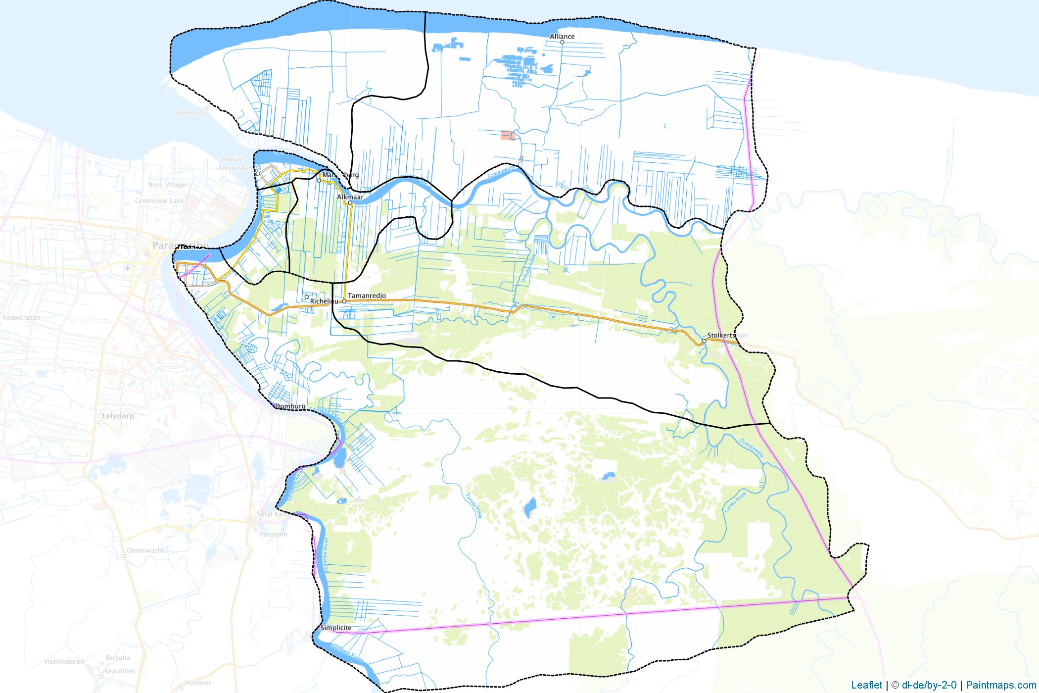 Commewjine District (Surinam) Haritası Örnekleri-1