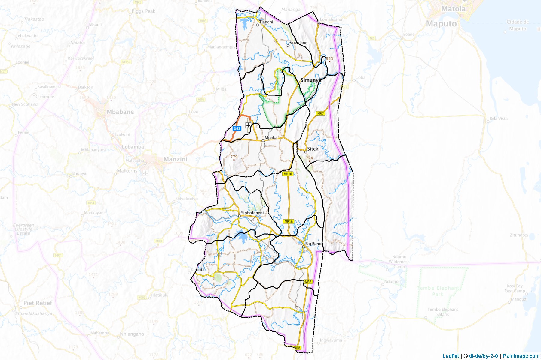 Muestras de recorte de mapas Lubombo (Swazilandia)-1