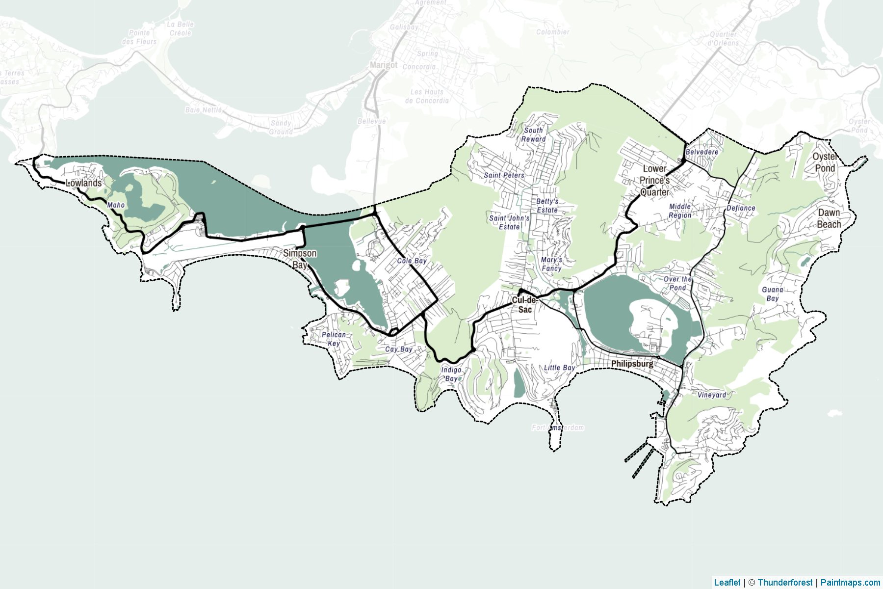 Muestras de recorte de mapas Sint Maarten (Sint Maarten)-2