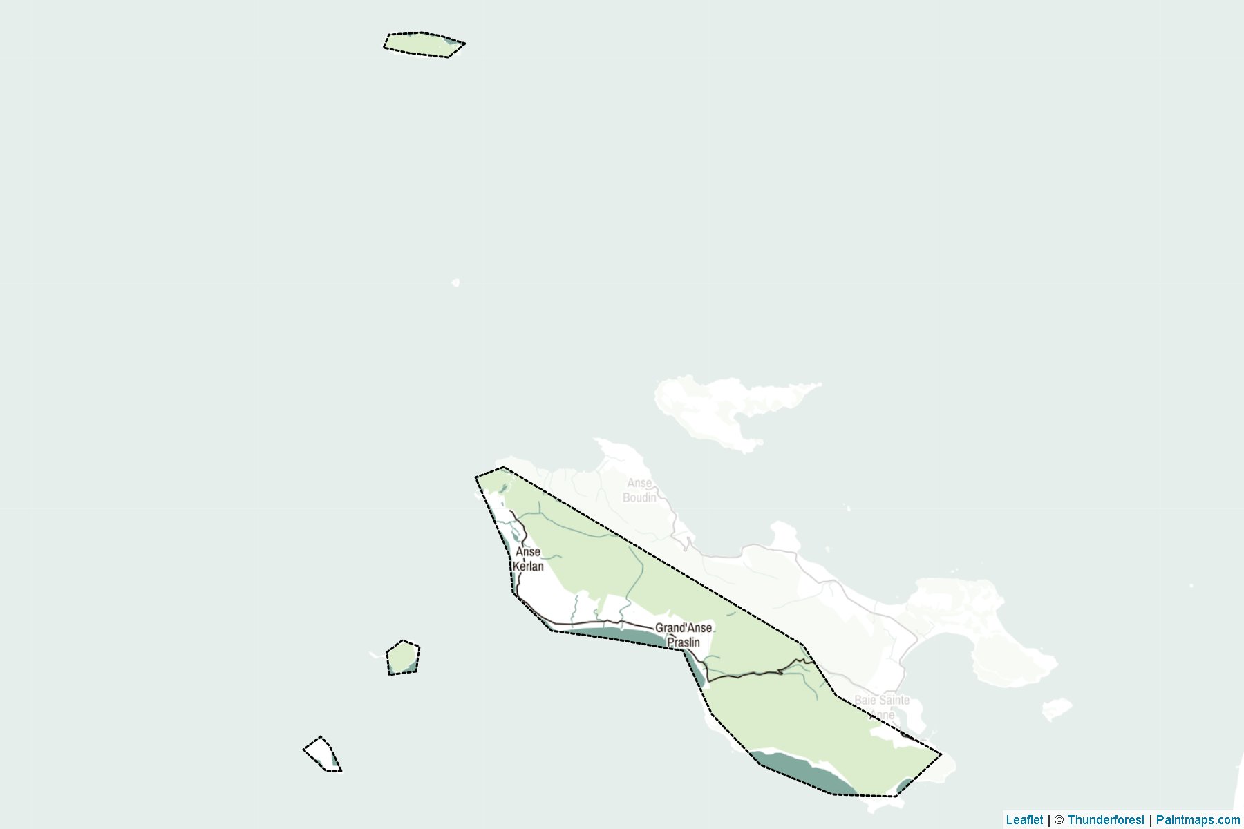 Muestras de recorte de mapas Grand'Anse Praslin (Seychelles)-2