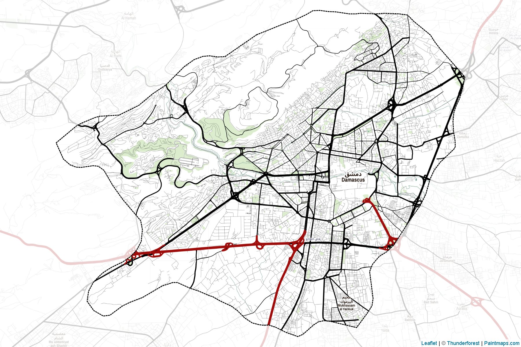 Muestras de recorte de mapas Damascus (Siria)-2