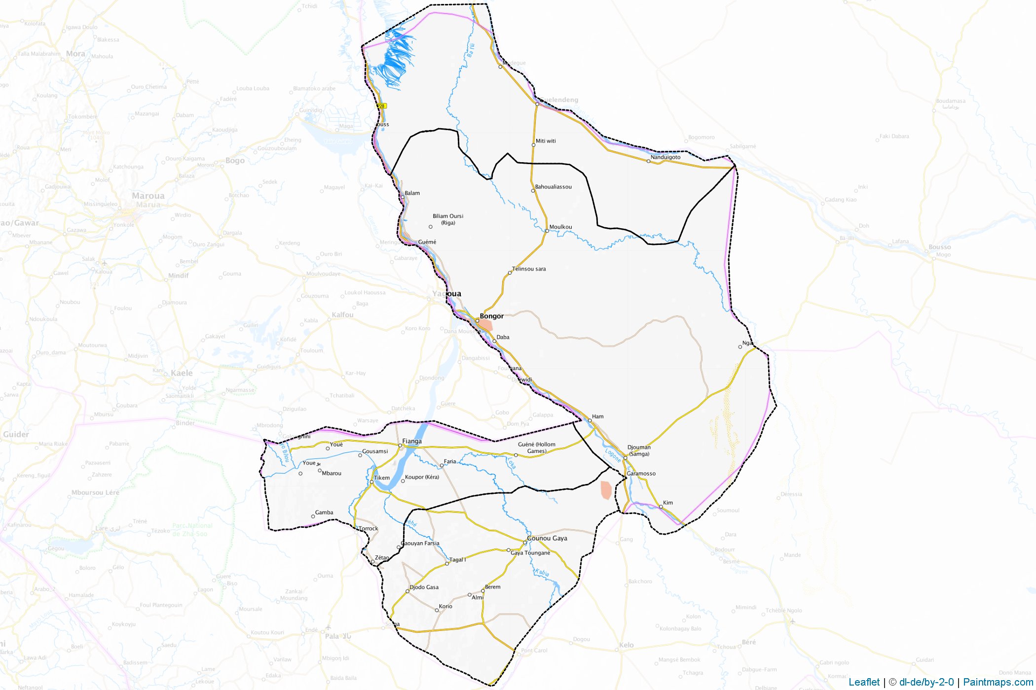 Muestras de recorte de mapas Mayo Kebbi Est (Chad)-1