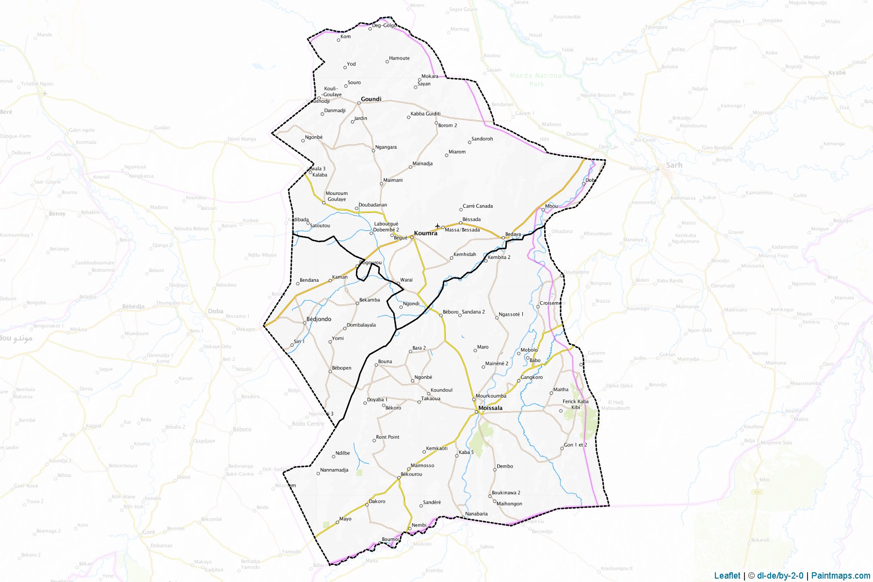 Muestras de recorte de mapas Mandoul (Chad)-1