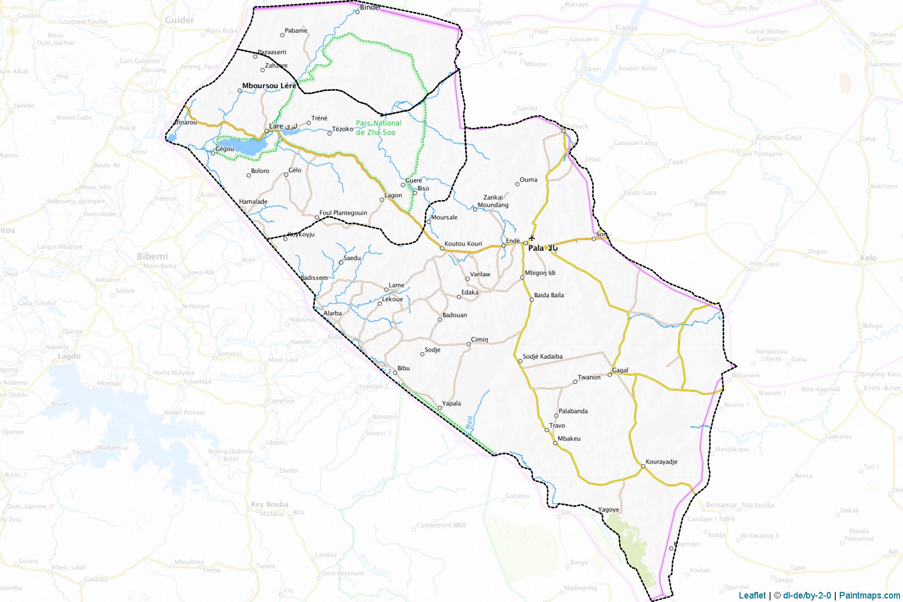 Muestras de recorte de mapas Mayo-Kebbi Ouest (Chad)-1