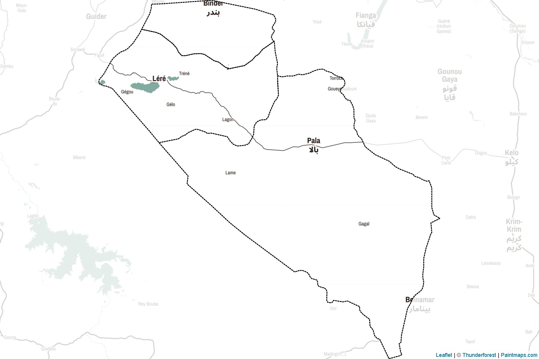 Muestras de recorte de mapas Mayo-Kebbi Ouest (Chad)-2