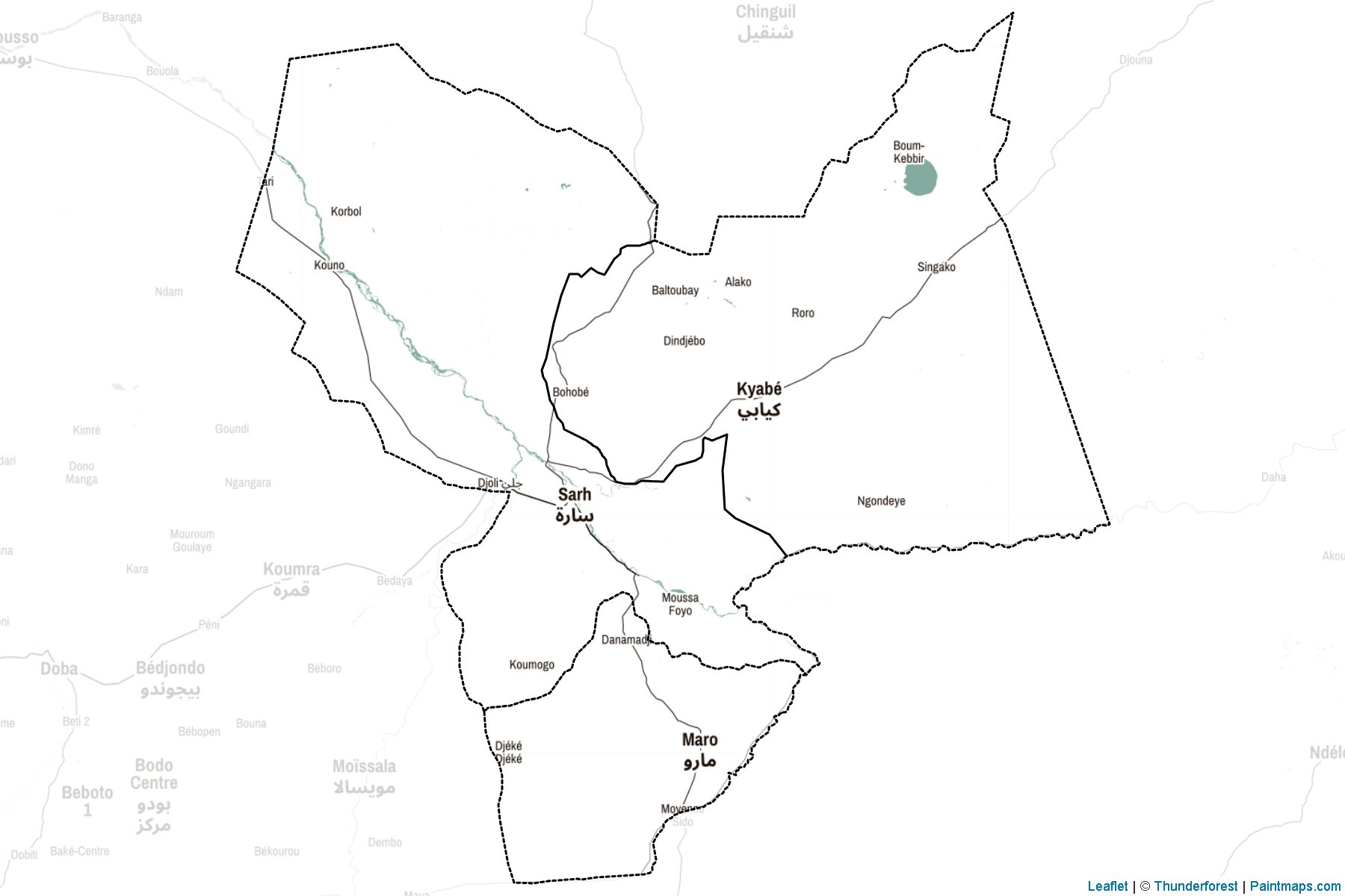 Muestras de recorte de mapas Moyen-Chari (Chad)-2