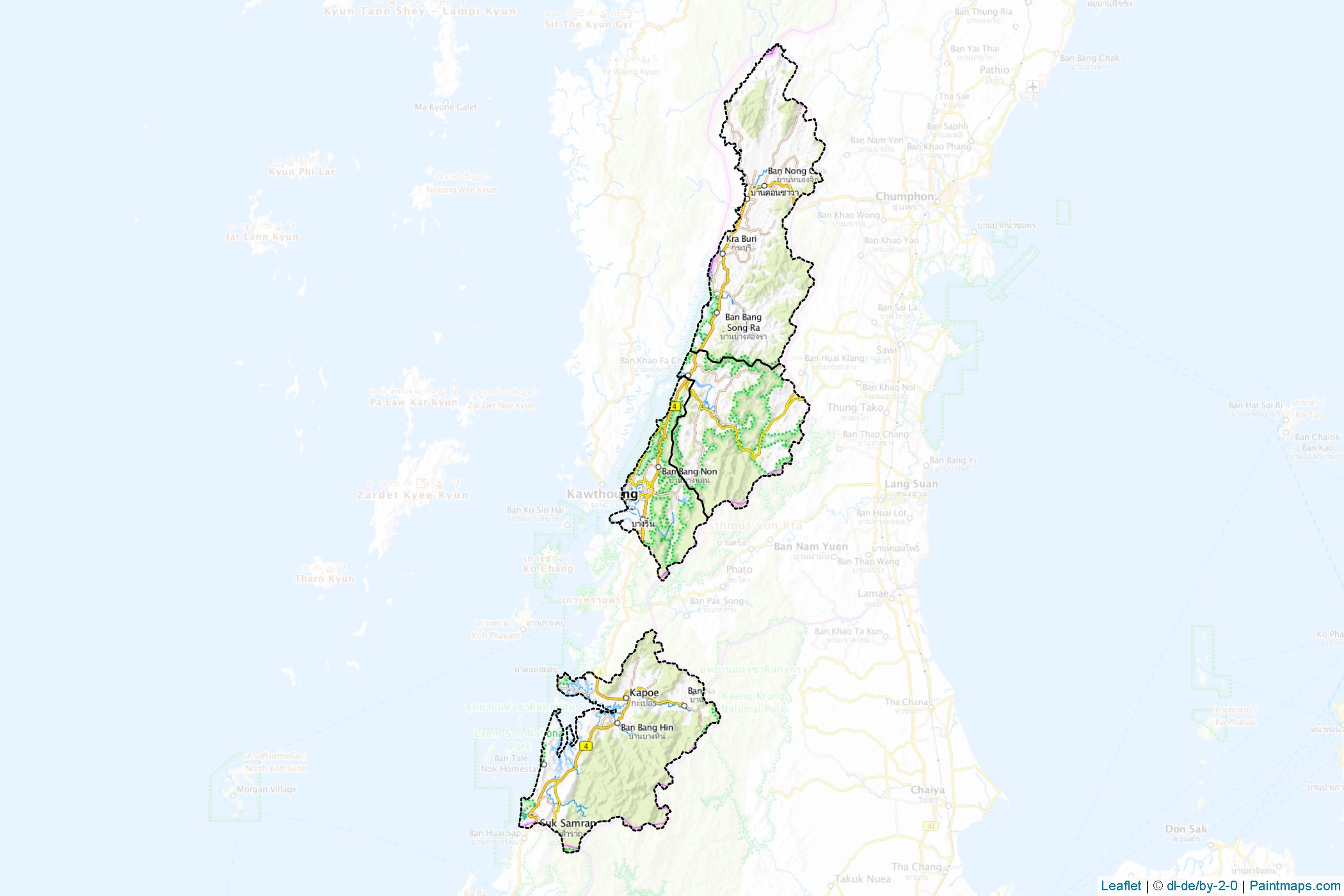 Muestras de recorte de mapas Ranong (Tailandia)-1