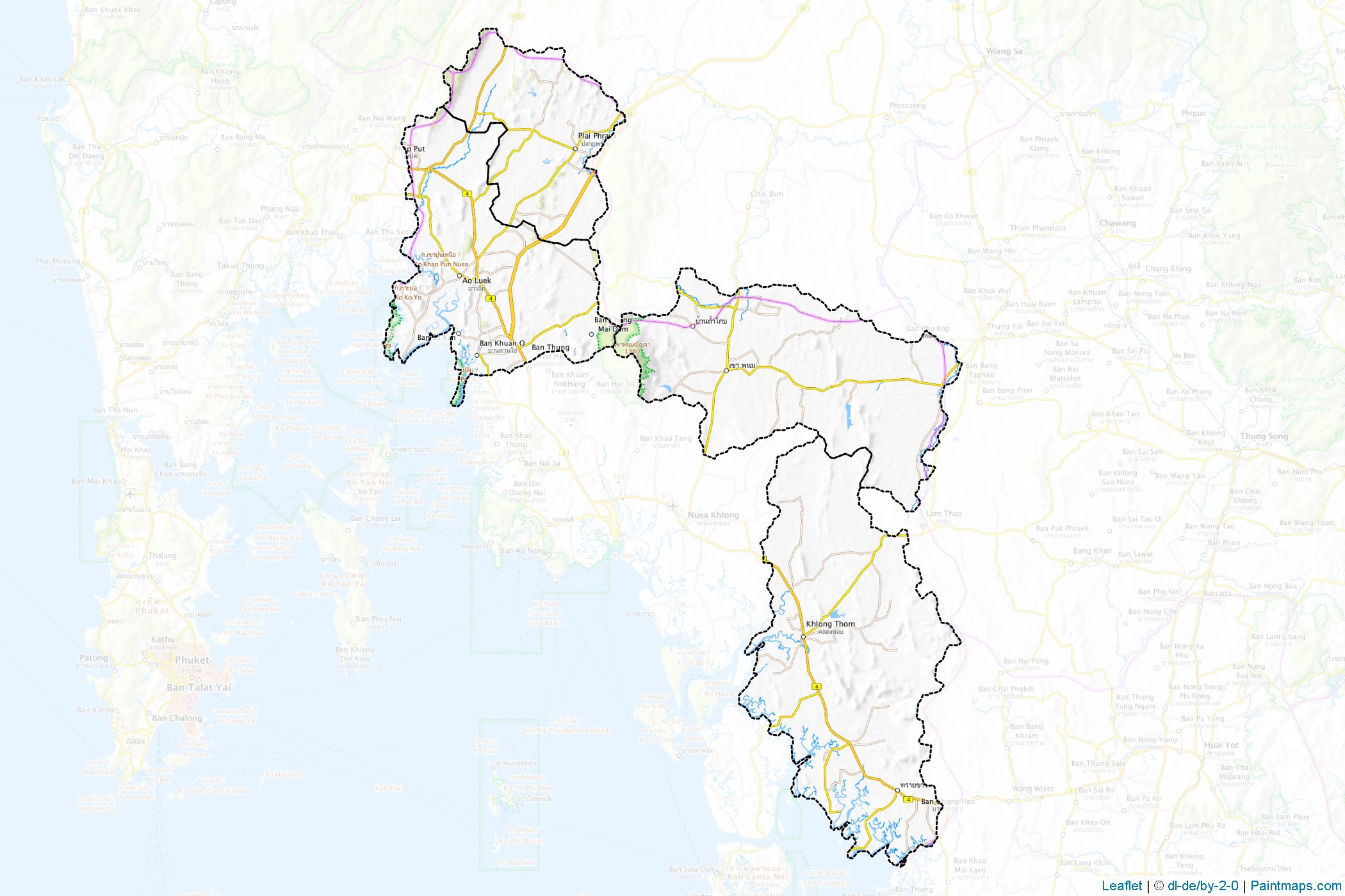 Muestras de recorte de mapas Krabi (Tailandia)-1