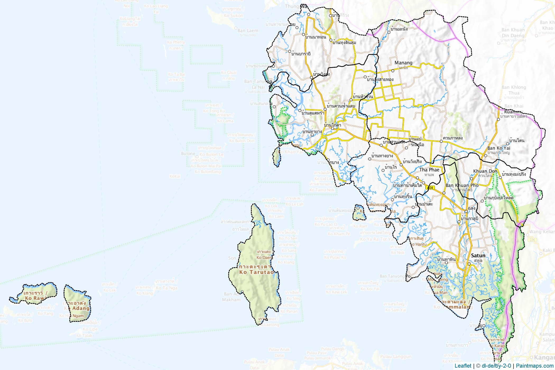 Muestras de recorte de mapas Satun (Tailandia)-1