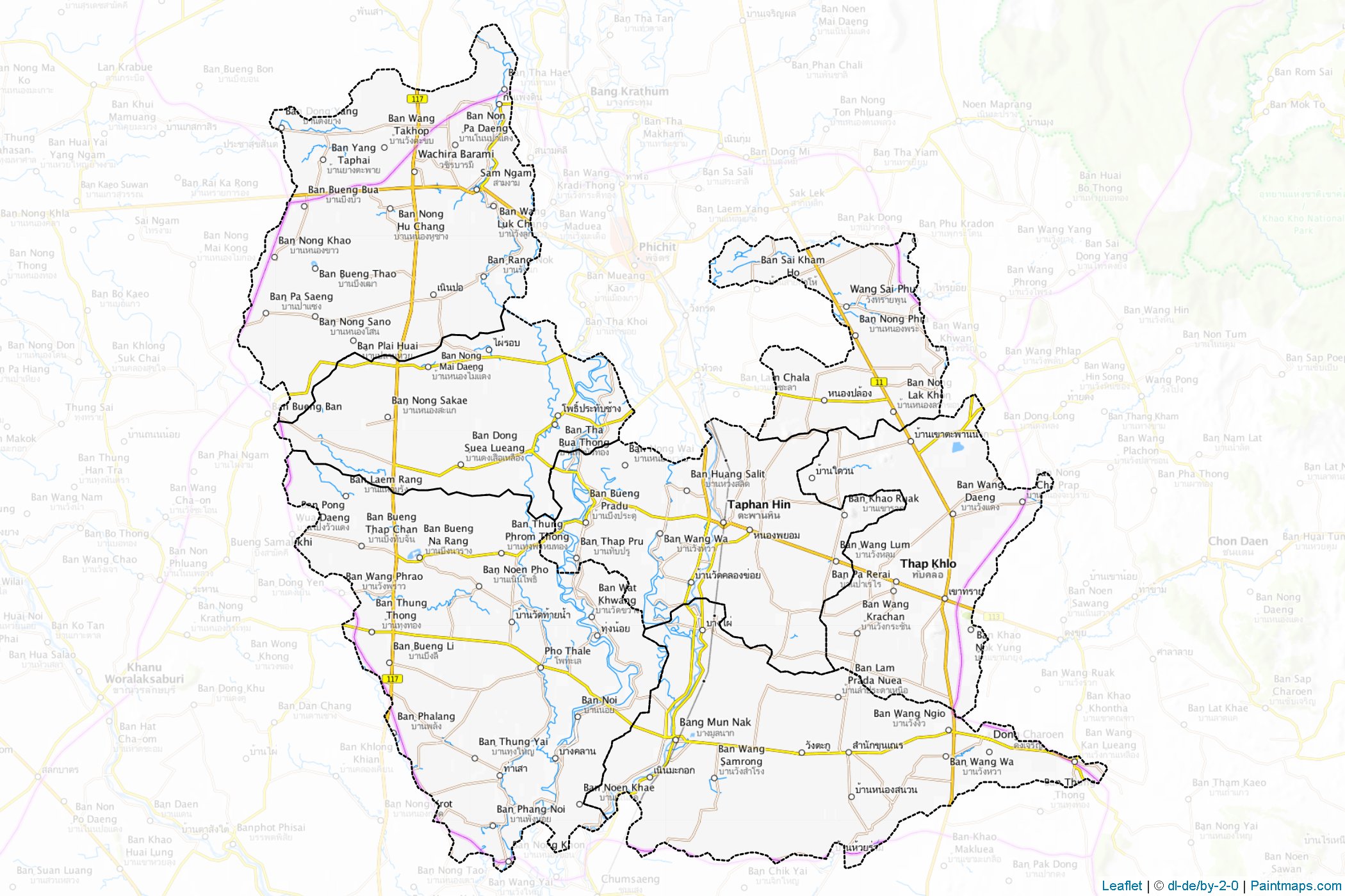 Muestras de recorte de mapas Phichit (Tailandia)-1