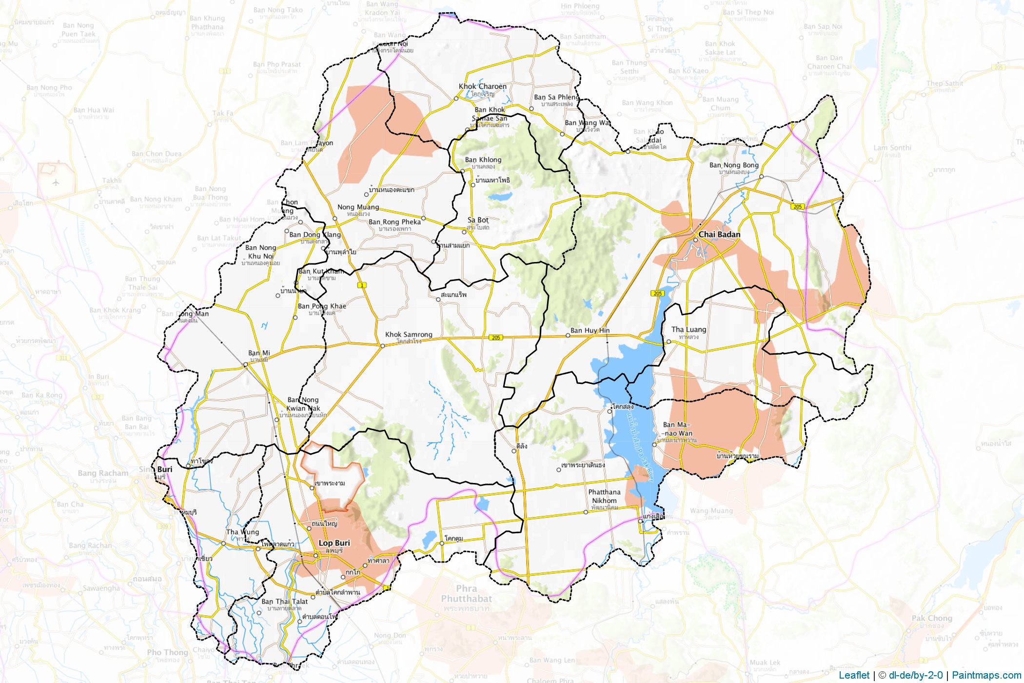 Muestras de recorte de mapas Lopburi (Tailandia)-1