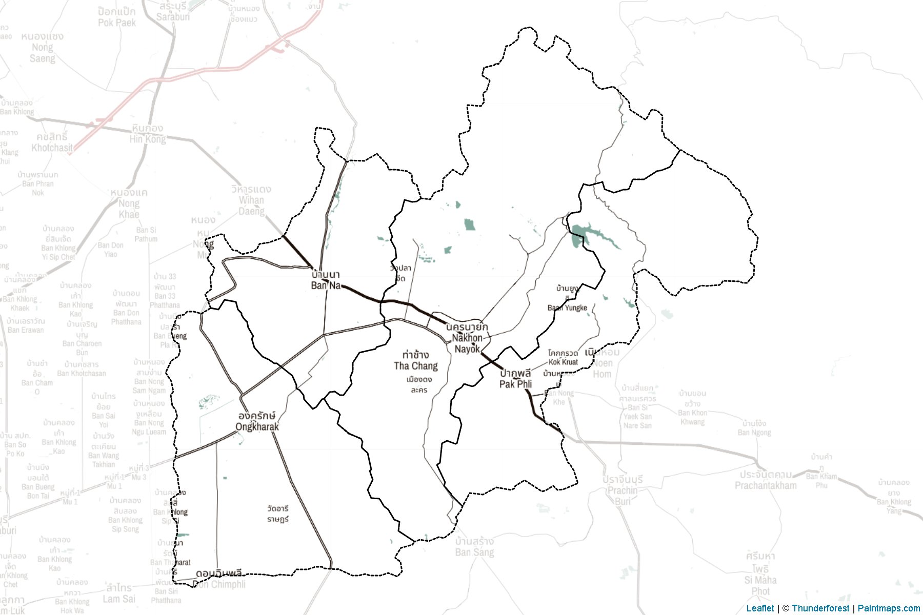 Muestras de recorte de mapas Nakhon Nayok (Tailandia)-2