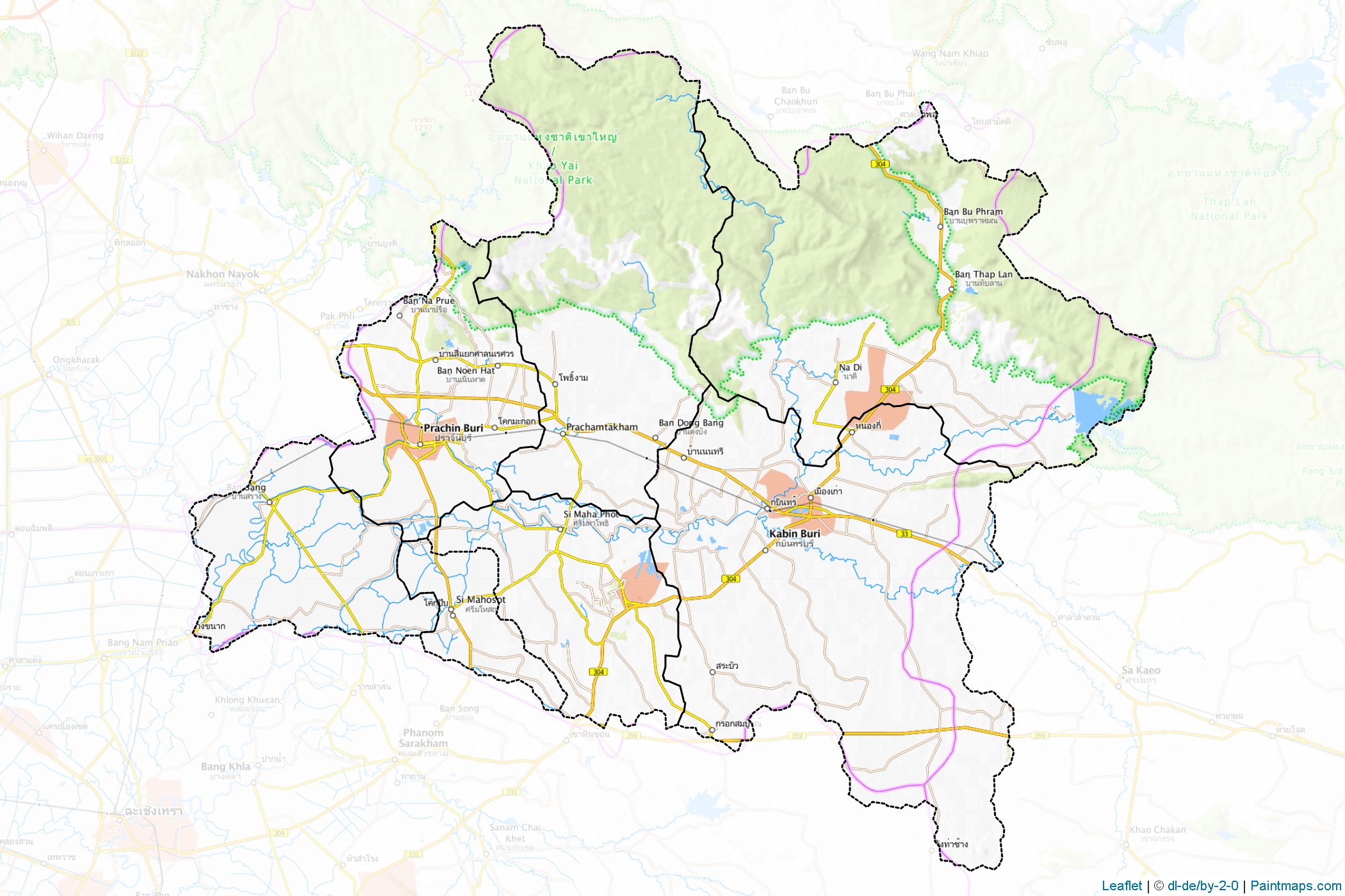 Prachinburi (Thailand) Map Cropping Samples-1